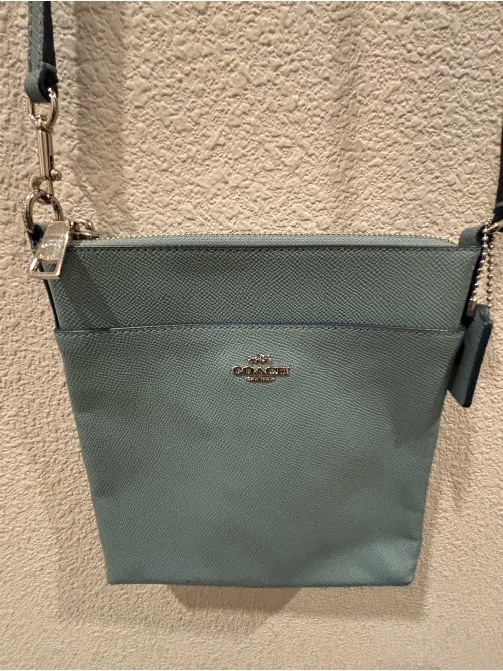 COACH Pebble Leather Crossbody in Sea Glass